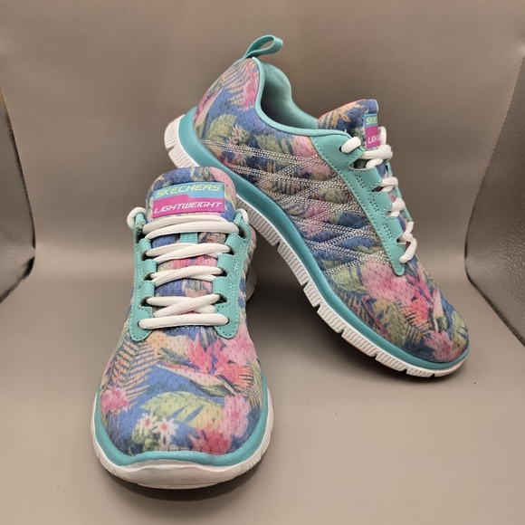 SKECHERS 12061 Flex Appeal Lightweight Flex Sole Running Shoe AquaMint Size 6.5. - Picture 1 of 12